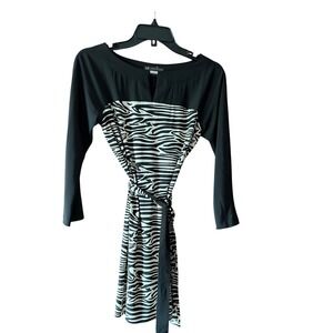 Armani Exchange Black Zebra Print Long Sleeve Dress Women's‎ Size 0 Career
